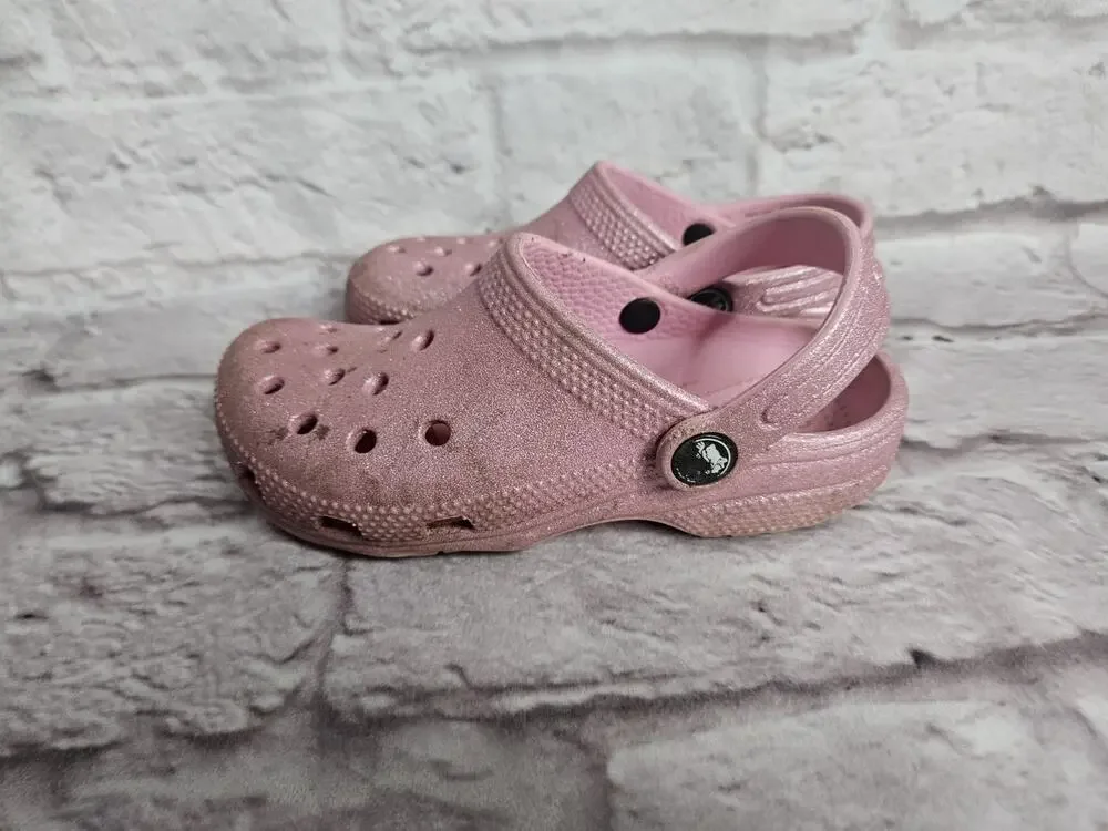 Crocs Girls Youth Size 12 Pink Sparkly Shoes